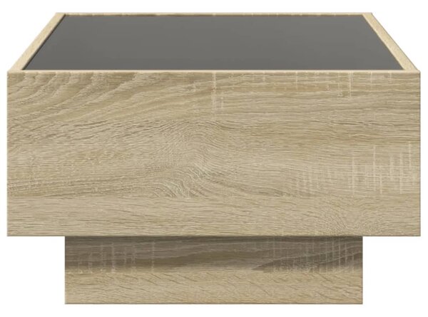 Sonoma tölgy szerelt fa dohányzóasztal LED-del 70 x 50 x 30 cm