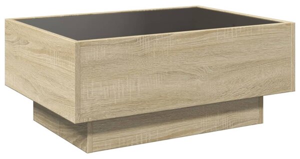 Sonoma tölgy szerelt fa dohányzóasztal LED-del 70 x 50 x 30 cm