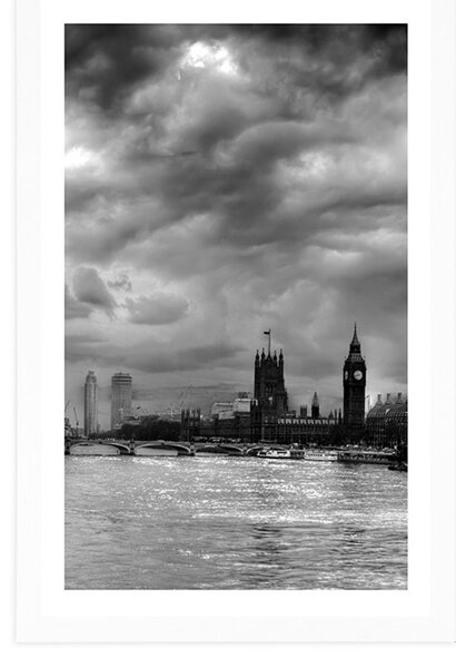 Poszter paszportuval egyedi London fekete fehérben