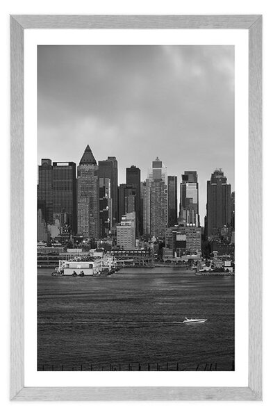 Posztrer paszportuval New York fekete fehérben