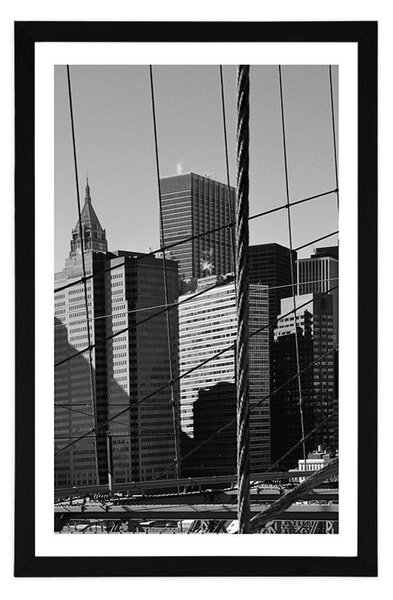 Poszter paszportuval Manhattan fekete fehérben