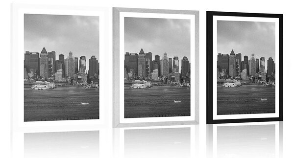 Posztrer paszportuval New York fekete fehérben