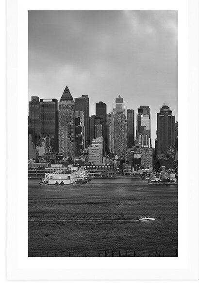 Posztrer paszportuval New York fekete fehérben