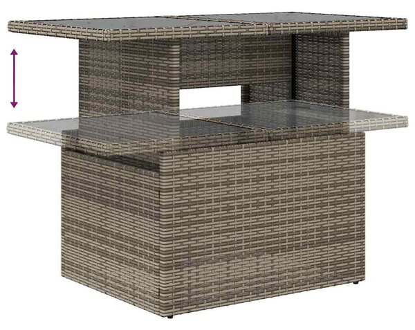 2 részes szürke polyrattan és üveg kerti ülőgarnitúra párnákkal