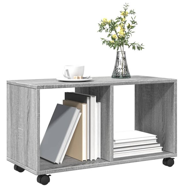 Szürke sonoma színű szerelt fa görgős szekrény 72x33x42,5 cm