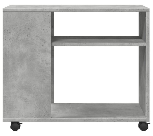 Betonszürke szerelt fa kisasztal kerekekkel 70 x 35 x 60 cm