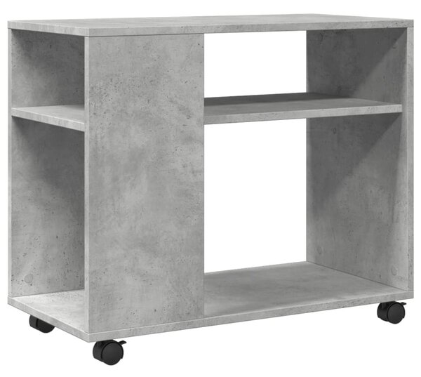 Betonszürke szerelt fa kisasztal kerekekkel 70 x 35 x 60 cm