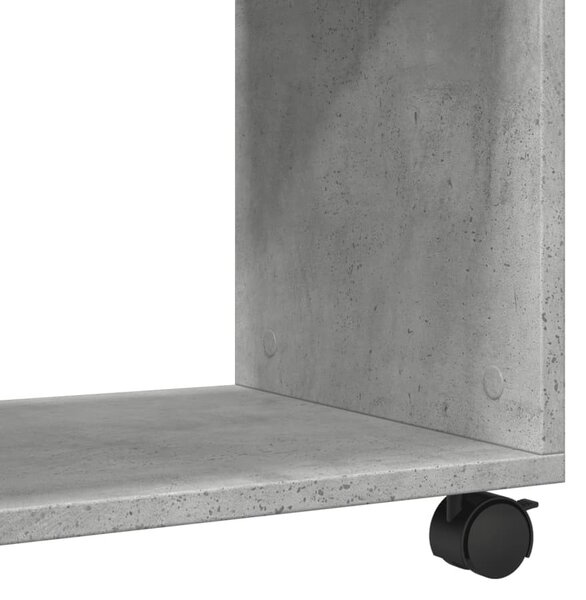 Betonszürke szerelt fa kisasztal kerekekkel 70 x 35 x 60 cm