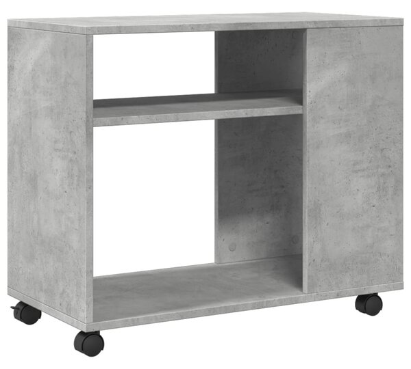 Betonszürke szerelt fa kisasztal kerekekkel 70 x 35 x 60 cm