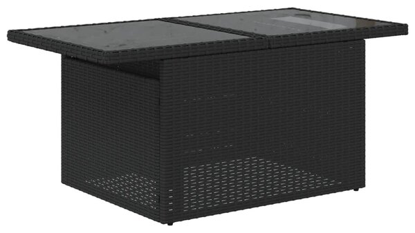 11 részes fekete polyrattan kerti ülőgarnitúra párnákkal