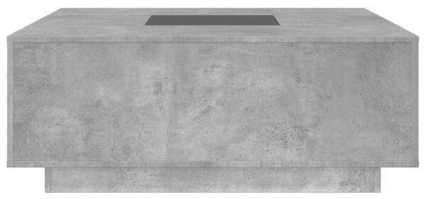Betonszürke végtelen hatású LED-es dohányzóasztal 100x100x40 cm