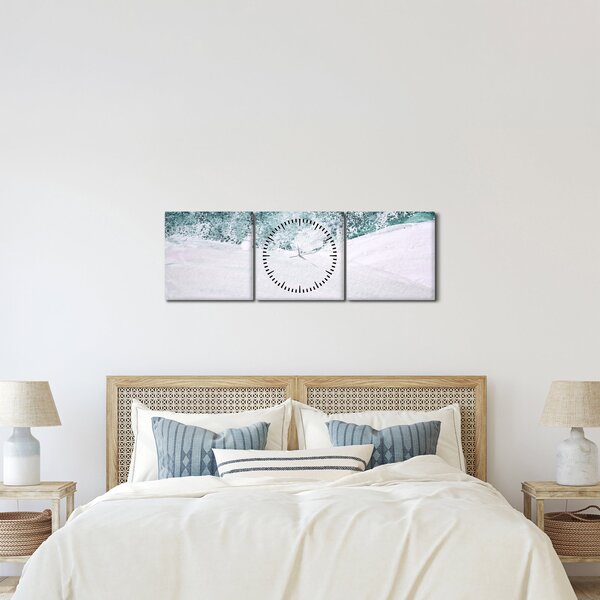 Kép - Türkiz absztrakció (órával) (90x30 cm)