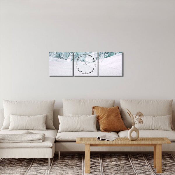 Kép - Türkiz absztrakció (órával) (90x30 cm)