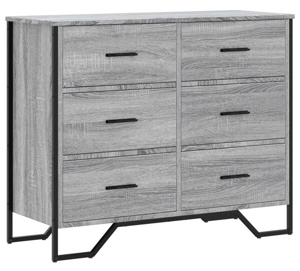 Szürke sonoma színű szerelt fa komód 91 x 35,5 x 74,5 cm