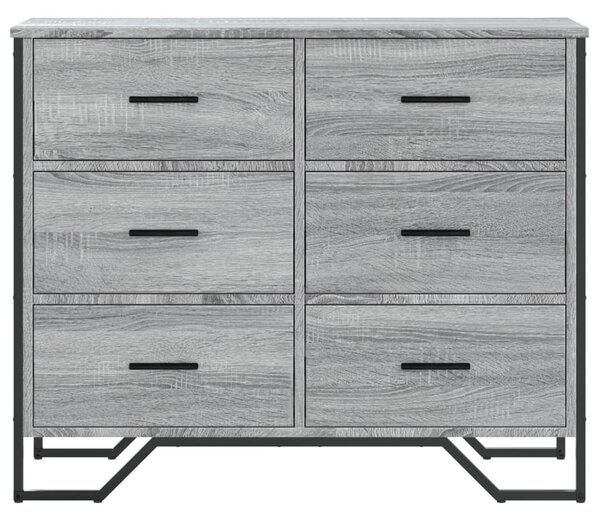 Szürke sonoma színű szerelt fa komód 91 x 35,5 x 74,5 cm