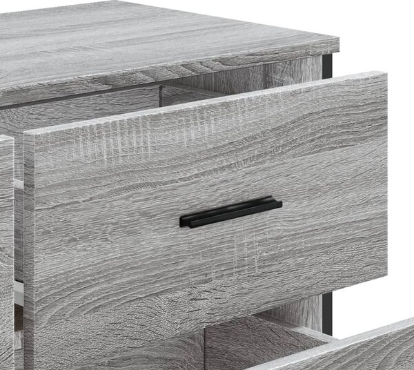 Szürke sonoma színű szerelt fa komód 91 x 35,5 x 74,5 cm