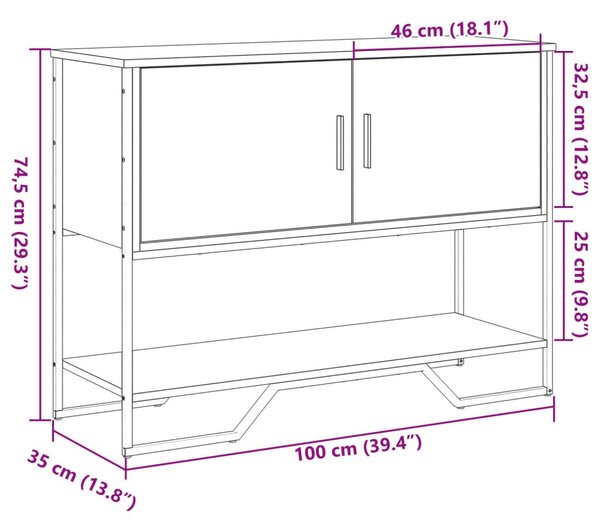 Füstös tölgy színű szerelt fa tálalóasztal 100x35x74,5 cm