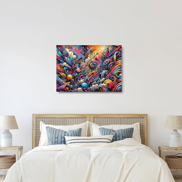 Üveg kép - Színes graffiti (70x50 cm)
