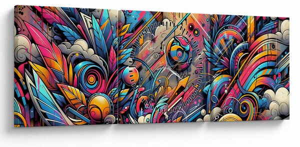 Kép - Színes graffiti (órával) (90x30 cm)
