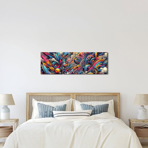 Kép - Színes graffiti (órával) (90x30 cm)