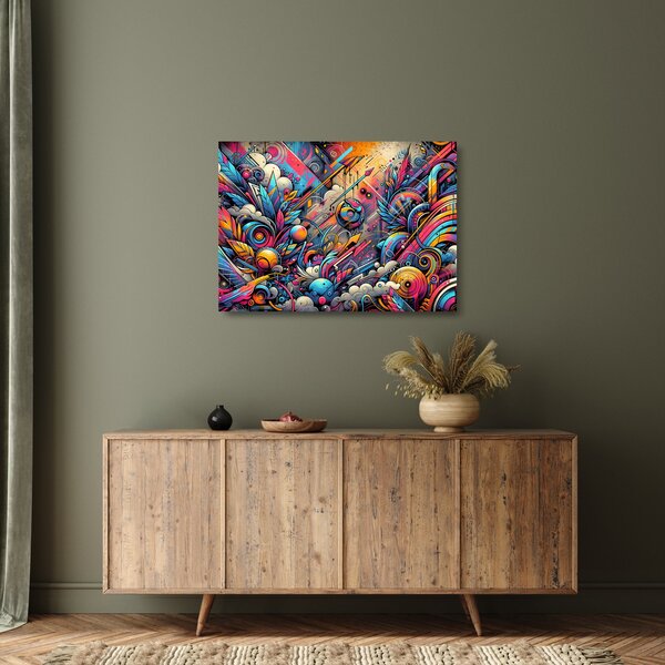 Üveg kép - Színes graffiti (70x50 cm)
