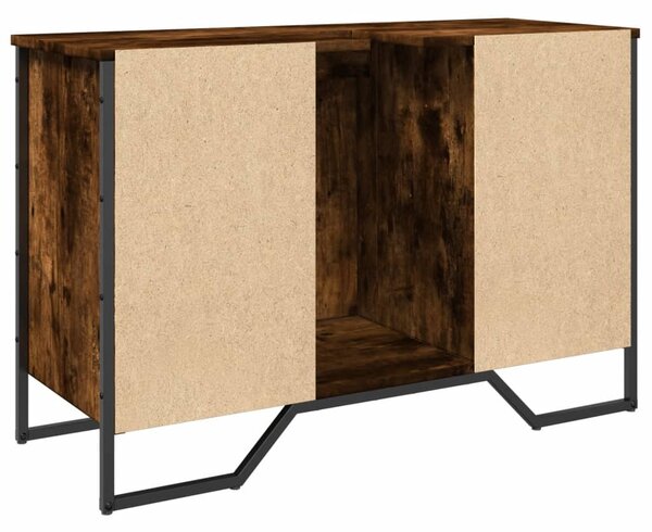 Füstös tölgy szerelt fa fürdőszobai mosdószekrény 91x35x60 cm