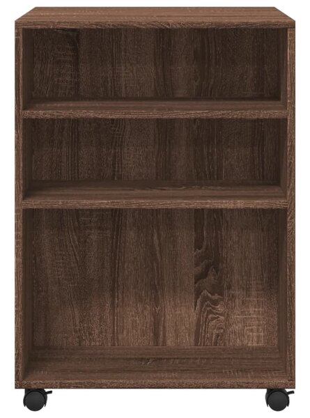 Barna tölgy színű szerelt fa kisasztal kerekekkel 5 60x78 cm