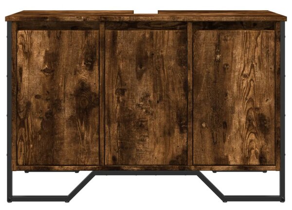 Füstös tölgy szerelt fa fürdőszobai mosdószekrény 91x35x60 cm