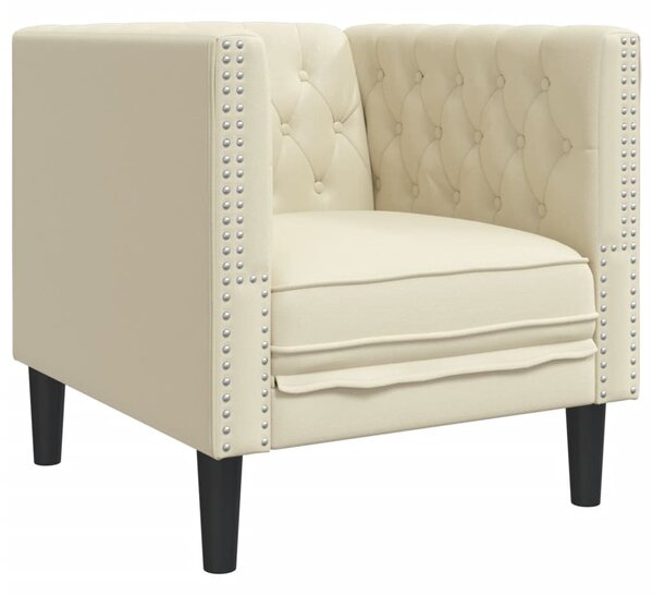 Krémszínű műbőr Chesterfield kanapéfotel