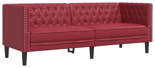 3 részes bordó műbőr Chesterfield kanapégarnitúra