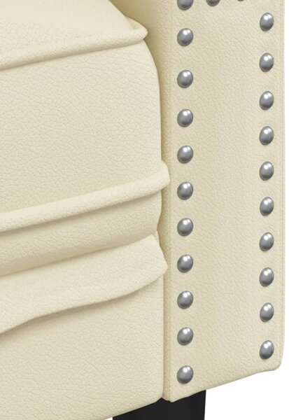 3 részes krémszínű műbőr Chesterfield kanapégarnitúra