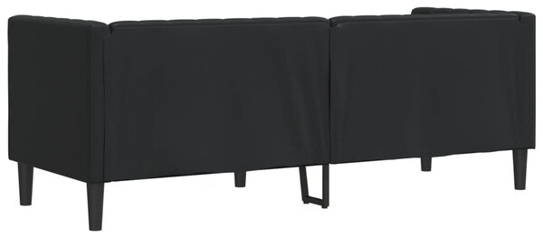 3 személyes fekete műbőr Chesterfield kanapé