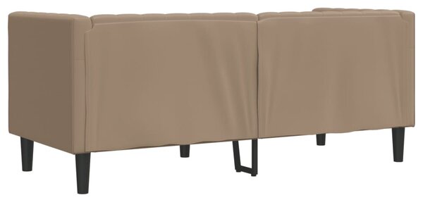 Kétszemélyes kávészínű műbőr Chesterfield kanapé