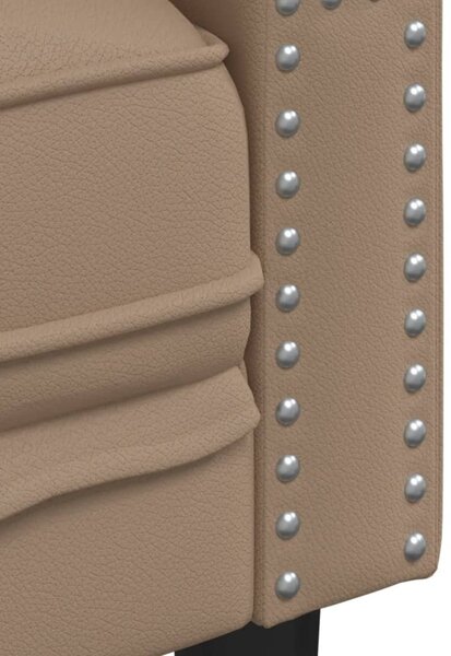 Kétszemélyes kávészínű műbőr Chesterfield kanapé