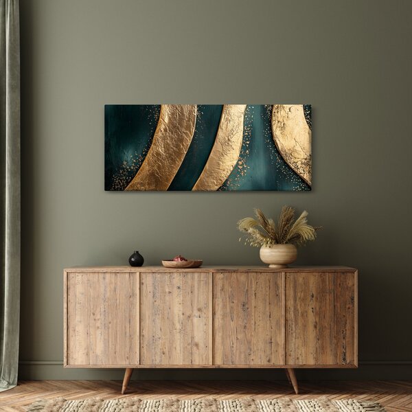 Kép - Zöld absztrakció arannyal I. (120x50 cm)