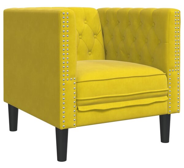 Sárga bársony Chesterfield kanapéfotel