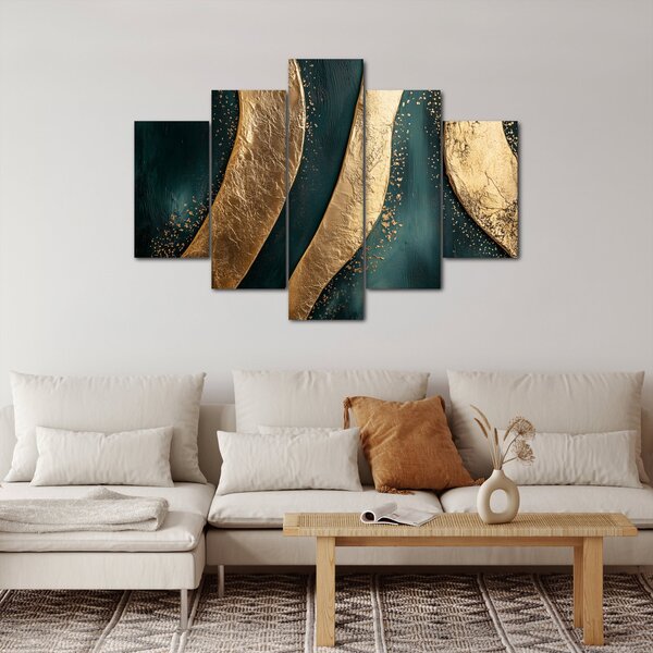 Kép - Zöld absztrakció arannyal I. (150x105 cm)