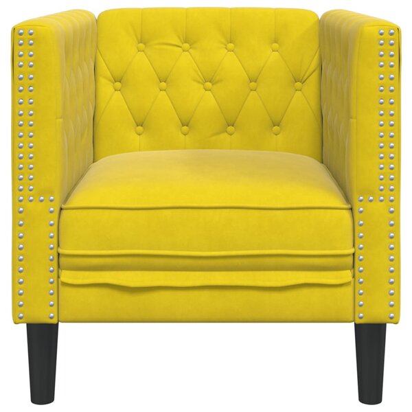 Sárga bársony Chesterfield kanapéfotel