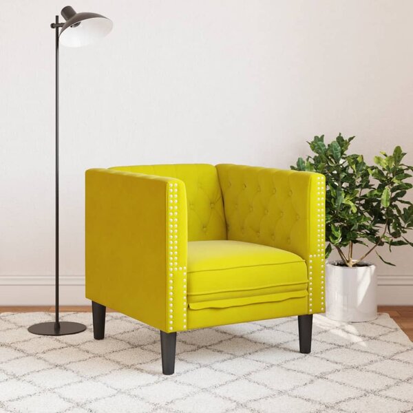 Sárga bársony Chesterfield kanapéfotel