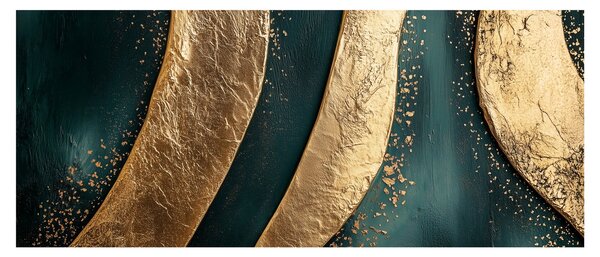 Kép - Zöld absztrakció arannyal I. (120x50 cm)