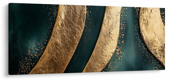 Kép - Zöld absztrakció arannyal I. (120x50 cm)