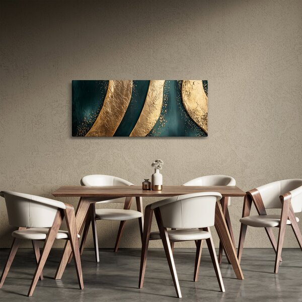 Kép - Zöld absztrakció arannyal I. (120x50 cm)