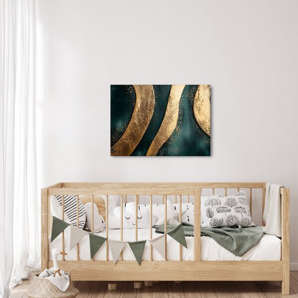 Kép - Zöld absztrakció arannyal I. (70x50 cm)