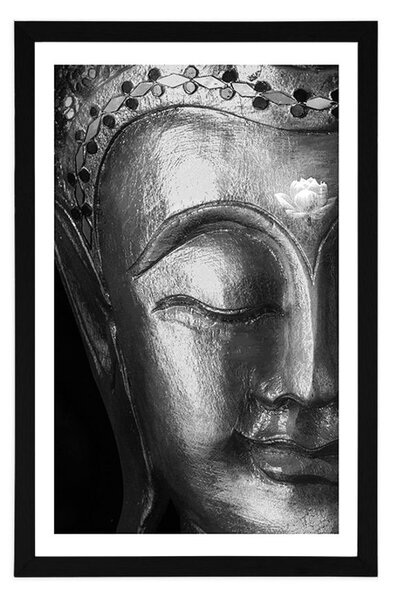 Poszter paszportuval Buddha fekete fehérben