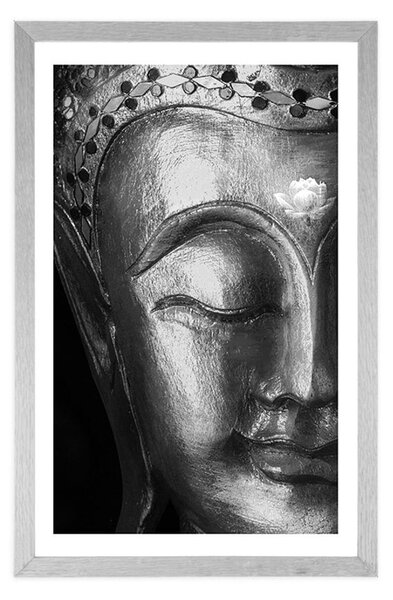 Poszter paszportuval Buddha fekete fehérben