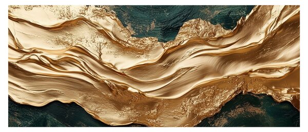 Kép - Zöld absztrakció arannyal II. (120x50 cm)