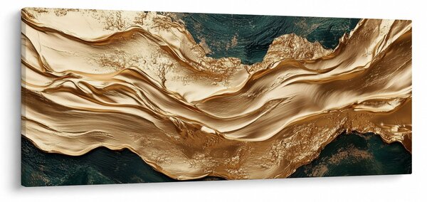 Kép - Zöld absztrakció arannyal II. (120x50 cm)