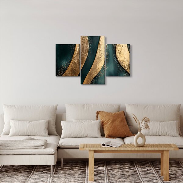 Kép - Zöld absztrakció arannyal I. (90x60 cm)