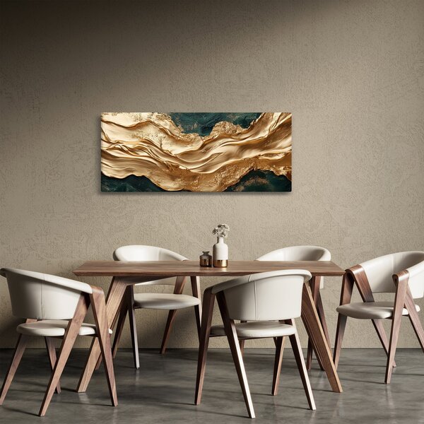 Kép - Zöld absztrakció arannyal II. (120x50 cm)