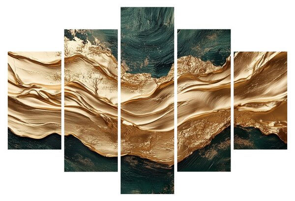 Kép - Zöld absztrakció arannyal II. (150x105 cm)